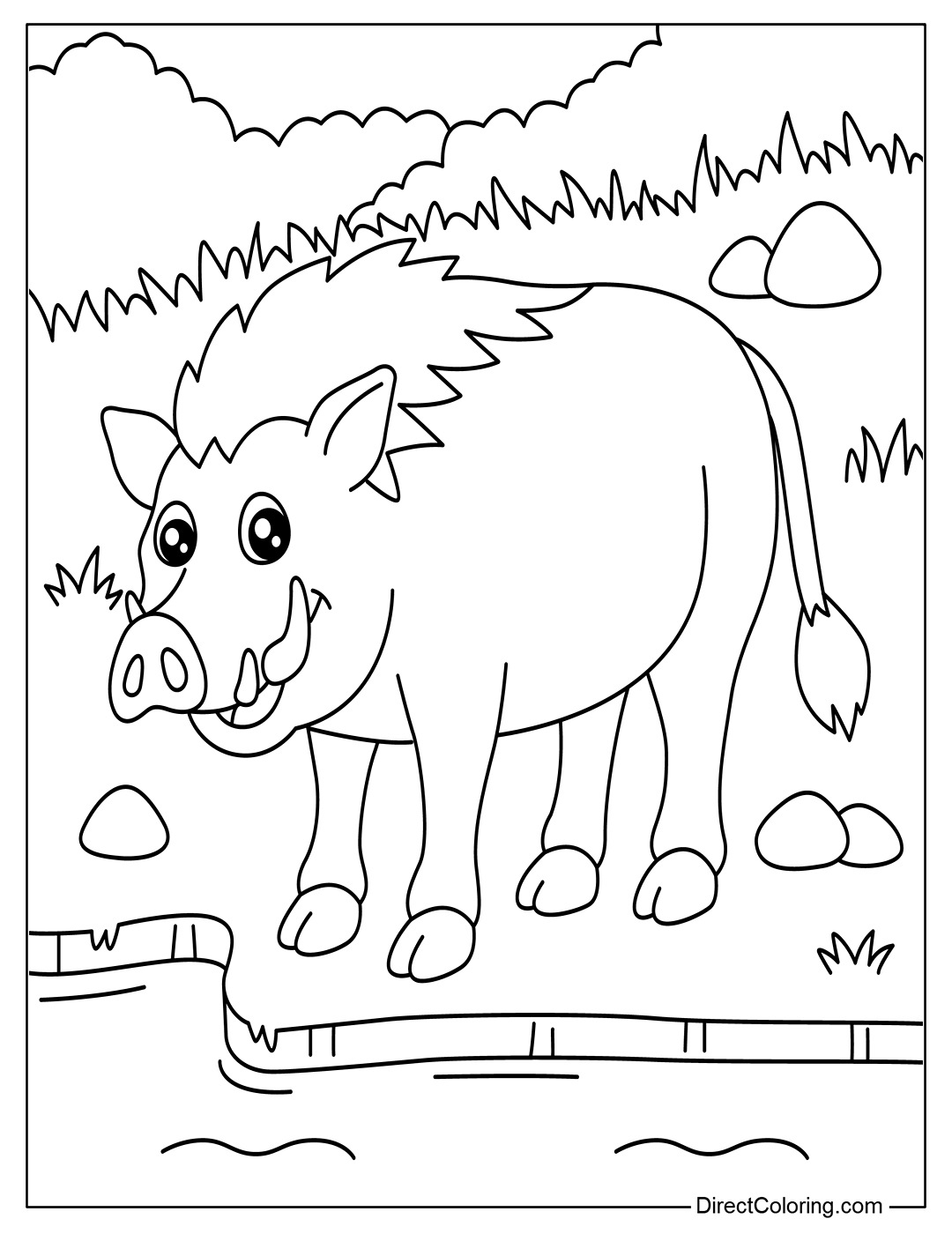 Warthog Coloring Page For Kids